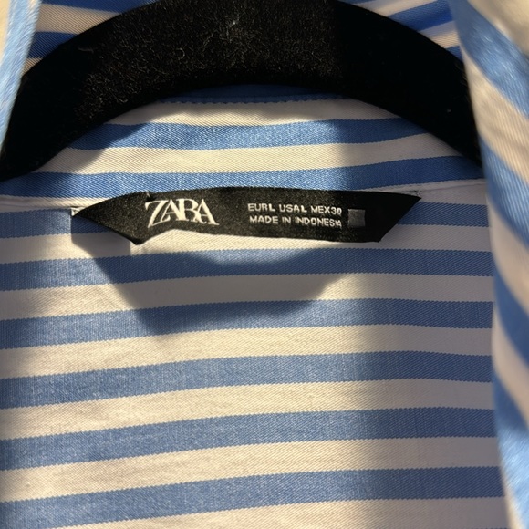 Zara blue and white striped poplin blouse - Picture 2 of 5